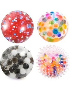 4 Pack Pelota Antiestres, Pelotas Sensoriales para Bebe, Stress Ball, Bola  Antiestrés para Niños y Adultos, Bola de Burbuja de Flexible de Colores  para Diversión Relajante, Aliviar La Ansiedad